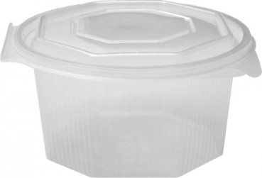 Achteckbecher klar mit Deckel 1000 ml